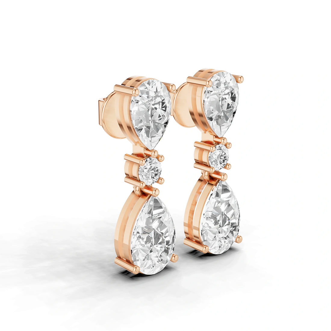 5 Carat Elara Double Pear Diamond Drop Earrings